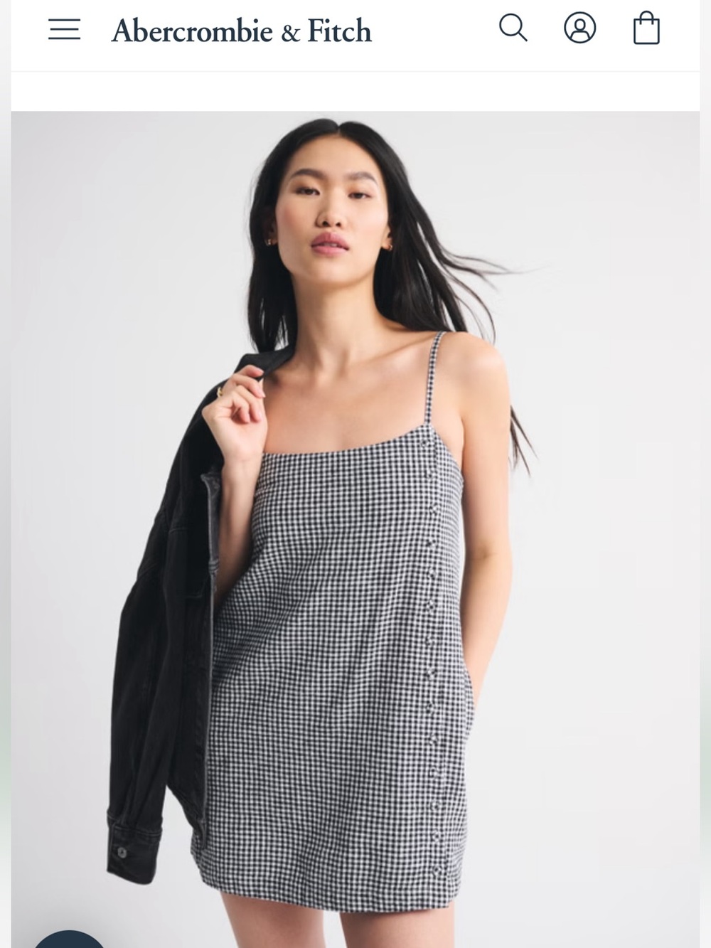 NWOT Abercrombie 100% Cotton Linen Blend Button Skort - Black and White Gingham